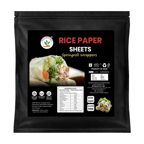 Nourcery Rice Paper Sheets 400g | Gluten-Free Spring Roll Wrappers, 22cm | for Fresh Rolls, Fried Wraps, Dumplings & Vietnamese Dishes