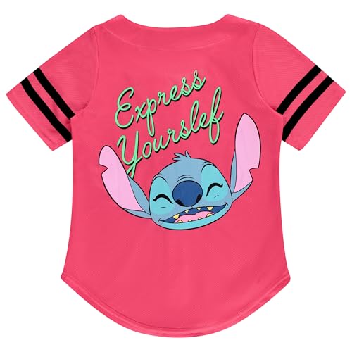 Image of Disney Lilo & Stitch Girls Baseball Jersey Shirt Button Down Kids Tee Stitch Angel Sizes 4-16