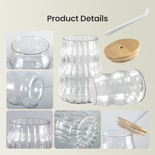 Gobelets en verre 500 ml au design transparent et côtelé