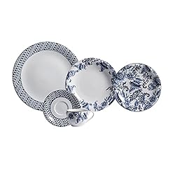 Serviço de Jantar e Café 20 Peças em Porcelana, Modelo Redondo Voyage Coup, Decoração Tamandaré, Azul, Porcelana Schmidt
