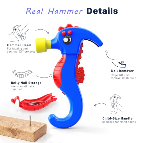 Small Hammer for Kids, Real Tool with Nail Remover, Ages 3+ Coupon - image 2