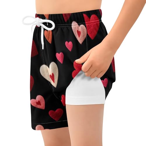Bolaz Toddler Boys Swimwear Swim Trunks with Compression Liner 4T Embroidery Hearts2