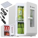 Cumeod Mini Fridge 15 Liter/21 Cans, Upgrade Portable AC+DC Power Small Refrigerator for Bedroom, Car, Office, Thermoelectric Cooler and Warmer Skincare Fridge for Food, Drinks, Max & ECO Mode, White