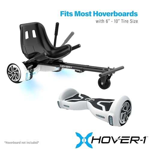 Image of Hover-1 Buggy Hoverboard Attachment - Compatible with Most 6.5 inch & 8 inch Electric Hoverboards, Hand-Operated Rear Wheel Control, Adjustable Frame & Straps, Easy Assembly & Install Hoverboard Go Kart