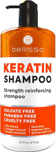 Keratin Enriched Shampoo - Sulfate and Paraben Free - Anti Frizz Treatment for Women and Men – Professional Salon Grade Repair Formula with Silk Protein for Dry, Frizzy Damaged and Color Treated Hair