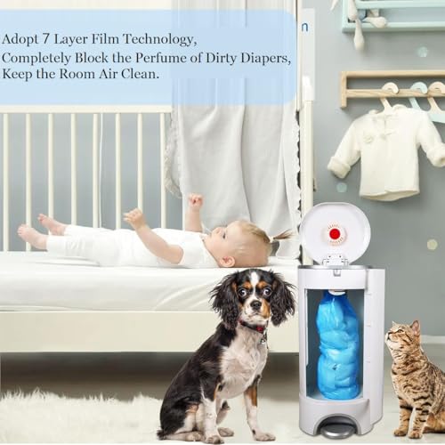 Image of Diaper Pail Refill Bags, Compatible with Genie Complete, Expressions (8 Pack) Pail Refills Unscented | Odor Blocking, Strong, Easy Replacement | Holds up to 2160 Newborn Diapers