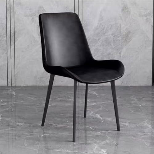 Chaise de salle à manger rembourrée lot de 2 avec dossier et pieds métal noir