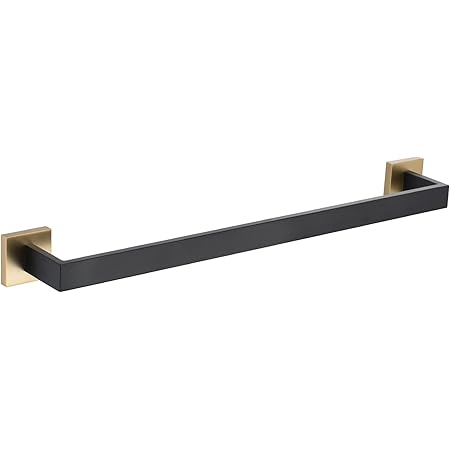 Amazon.com: TNOMS Black&Gold Single Towel Bar Bathroom Hardware ...