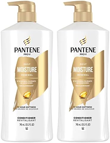 Pantene Conditioner Twin Pack with Hair Treatment, Daily Moisture Renewal for Dry Hair, Safe for Color-Treated Hair