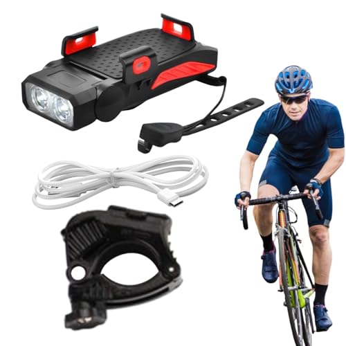 Soporte para teléfono luz de bicicleta antishock con timbre alto