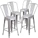 Flash Furniture 4 Pk. 24'' High Silver Metal Indoor-Outdoor Counter Height Stool with Back