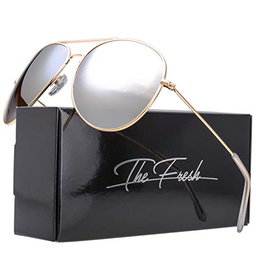 Image of The Fresh Classic Aviator Frame Light Color Lens XL Oversized Sunglasses Gift Box