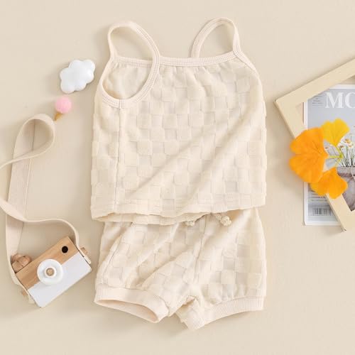 Kuriozud Baby Girl Summer Clothes Sleeveless Tank Top Shorts Set Cute Toddler Girl Outfit Aged 3 6 12 18 24 Months 2T 3T3