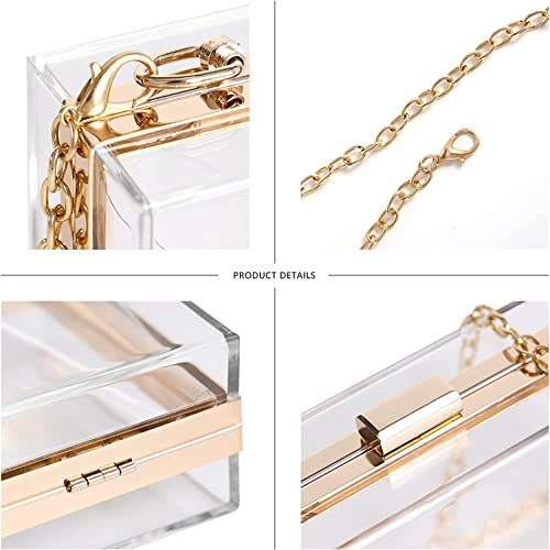 INOVERA Girls Transparent Evening Hand Clutch Women Party Wedding Purse Bag with Chain Strap - Image 3