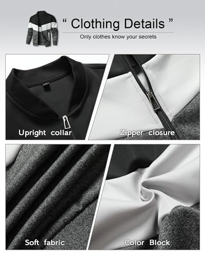 Hypestfit JAK-132 Mens Lightweight Jacket Casual Bomber Jacket Color Block Varsity Coat thumb #4