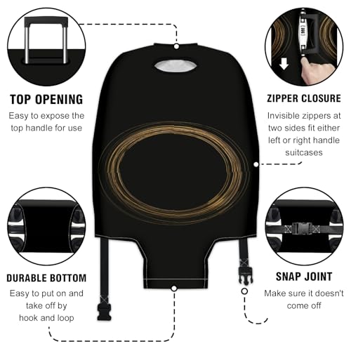 Travel Luggage Cover Suitcase Protector Scratch-Resistant Fit Not Included Suitcase Brown And Black Round Illustration XL-30-32in3