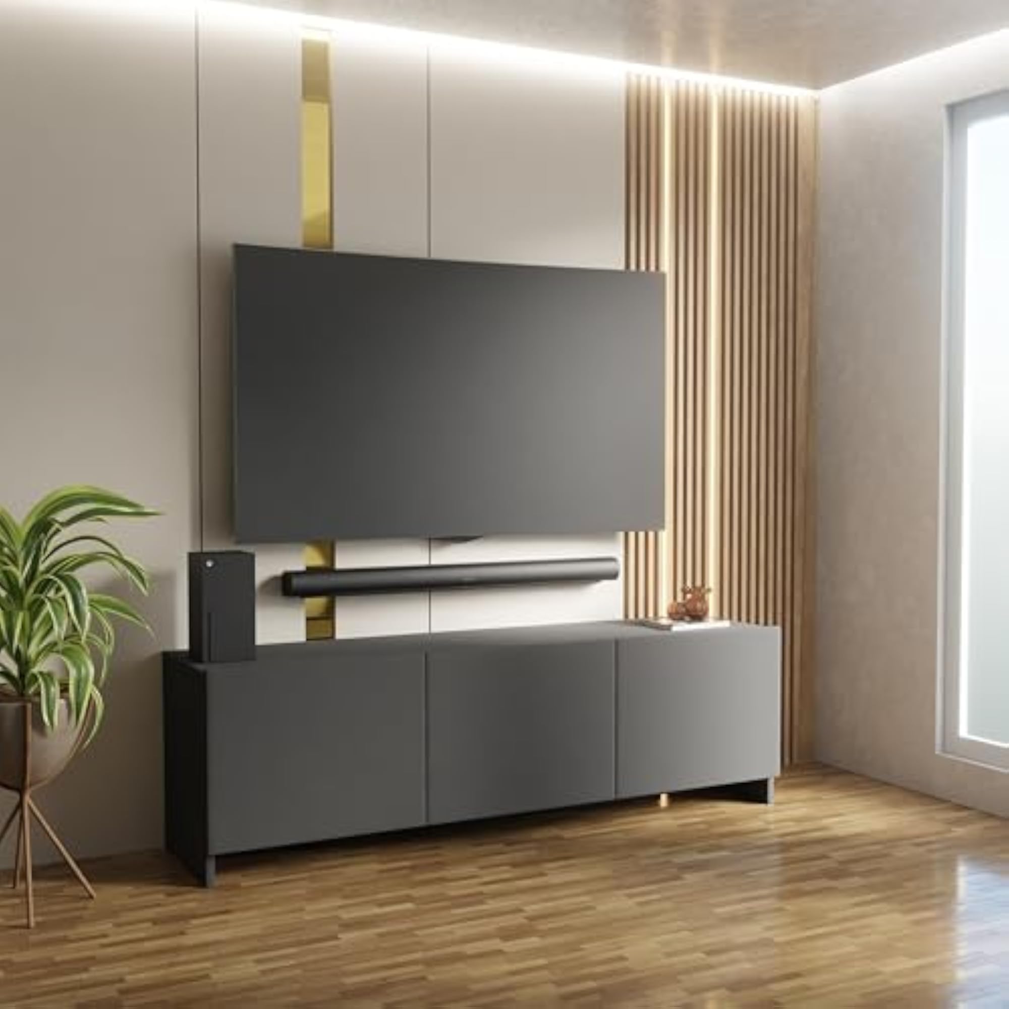 Modern TV Entertainment Unit with Floating Cabinet Storage