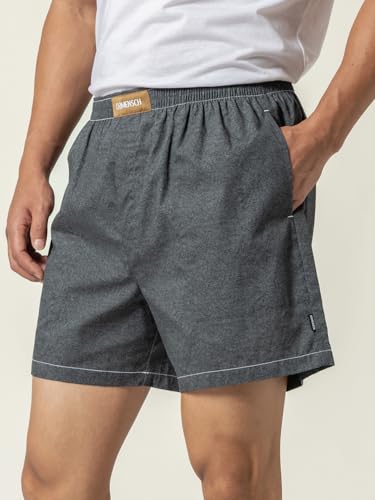 Image of DAMENSCH Regular Fit Solid 100% Soft & Durable Cotton Boxer Shorts Dual Pockets Anti-Bacterial Moisture Wicking Microfibre Waistband Ultra-Light Boxers for Men