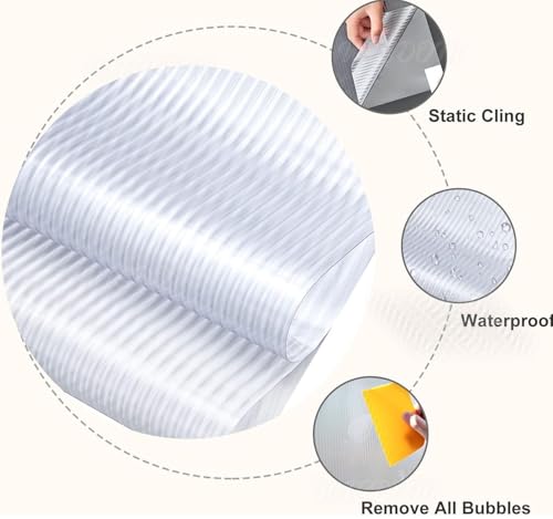 Image of WISDOM Privacy Window Film Frosted Glass Film Glass Film No Glue Anti-UV Window Sticker Non Adhesive for Privacy Office Meeting Room Bathroom Living Room (Fluted Frosted, 12 x 80 inch)