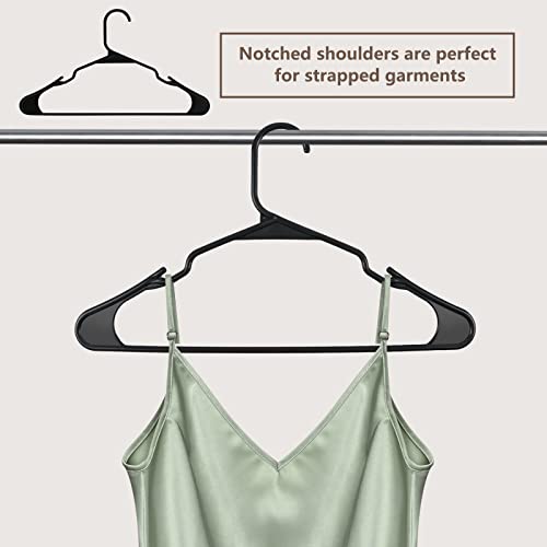 Mecto Hangers 20 Pack, Plastic Black Notched Coat Hanger Space Saving Tubular Heavy Duty Clothes Hangers For Everyday Standard Use On Suits Coats Pants Dress Shirts (Black, 20 Pack) #TOP3