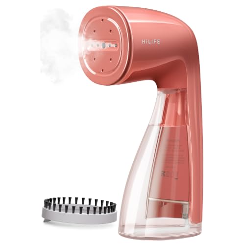 Image of HiLIFE Steamer for Clothes, Portable Handheld Design, 240ml Big Capacity, 700W, Strong Penetrating Steam, Removes Wrinkle, for Home, Office and Travel(ONLY FOR 120V) (Rose Pink)