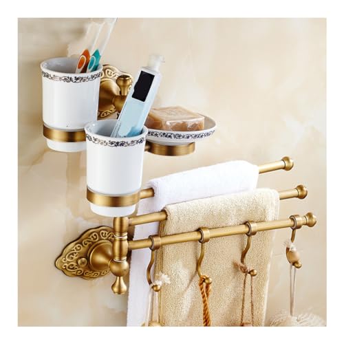 Porte-serviettes pivotant doré pour organiser une petite salle de bain