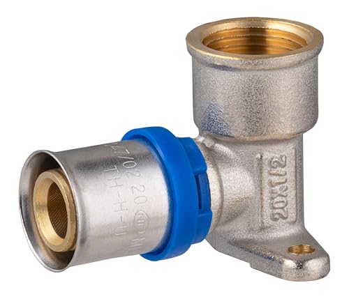 Raccord Multicouche à Sertir Multi profils TH-H-U coude applique murale diamètre Ø20 mm - à visser femelle 15x21 (1/2) - Norme NF 545 pour réseau d'eau...