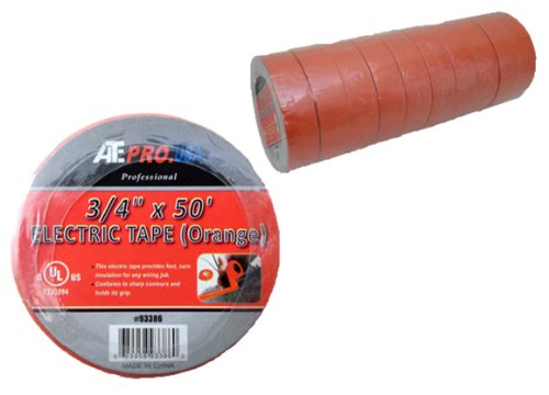 ToolUSA 10 Pack Orange Electrical Tape | 50 Foot Roll (15.2 m) Each | Width 0.75