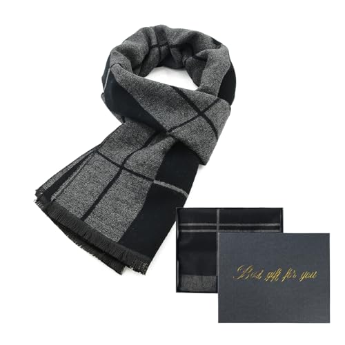 Bufanda de hombre Durio de punto fino, accesorio suave de invierno con diseño a cuadros