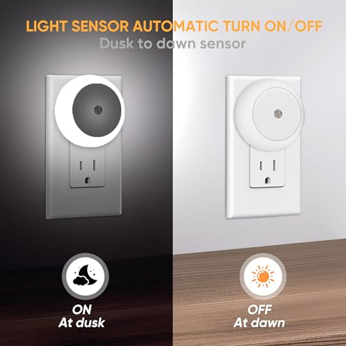 Image of LED Night Light, Night Lights Plug into Wall 4-Pack, Auto Dusk to Dawn Sensor Night Lamp Night Light for Bedroom, Bathroom, Hallway Stairs Cool White