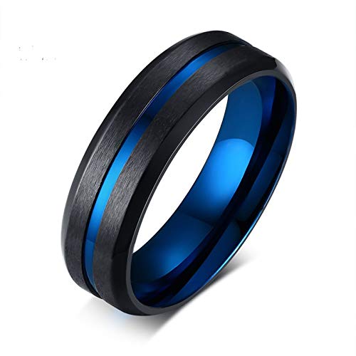 Asma Jewel House 6MM Stainless Steel Surface Brushed Black Blue Ring for Men/Boys (9.0) (B07Z2T1WT4) Amazon Price History, Amazon Price Tracker