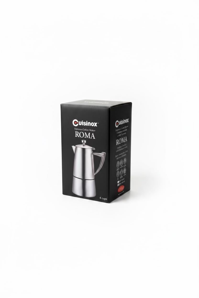 Cuisinox Roma Espressokocher für 4 Tassen (170 ml), Edelstahl, satiniert, Mokkakanne