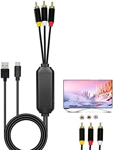 USB-C to RCA Cable Adapter, 6FT Wired Screen Mirroring for Phone to TV