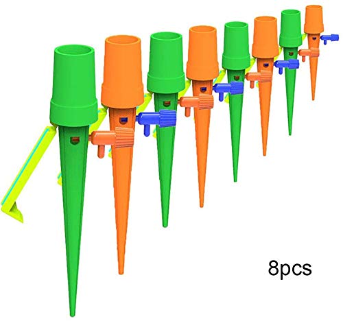 eamqrkt Plant Self Watering Spikes System Anti-Down Bracket with Slow Release Control Valve Switch, 1, 8pcs