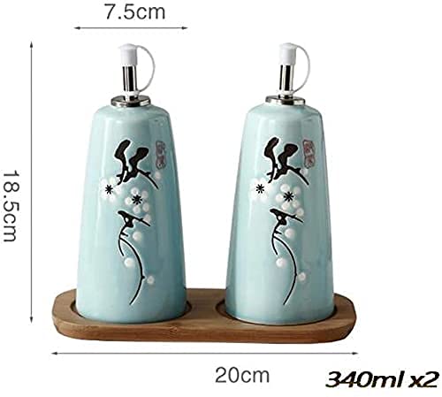 Set dispenser per olio e aceto in ceramica con beccuccio a prova di perdite, bottiglie bianche per condimenti per olio e aceto da cucina.