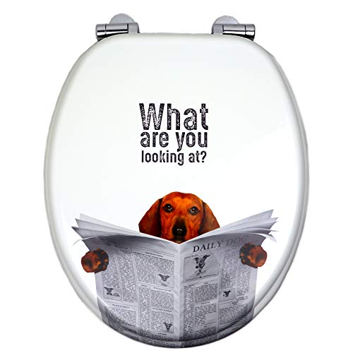 OGOMONDO Sedile Wc Copri Water Universale Frizionato Colorato Fantasia MDF Chiusura Rallentata