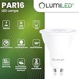 Lumiled Żarówka LED GU10 Reflektor PAR16 6W = 50W 600lm 4000K Neutralna biel 36° Energooszczędna Zestaw 10 sztuk Żarówki Reflektorowe do Kuchni, Salonu, Biura, Korytarza