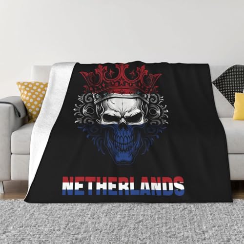 Netherlands Dutch Skull Flag Flannel Blanket 80x60