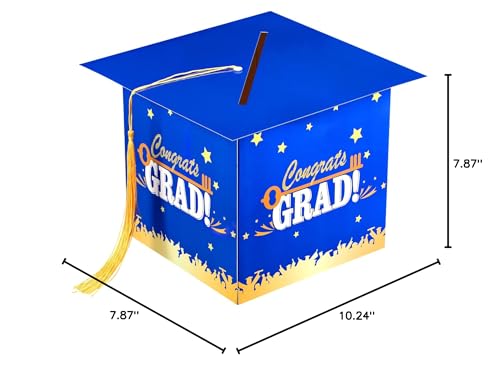 Image of Outus 2026 Grad Card Box with Tassel Congrats Graduation Cap Card Holder for Graduation Gift Box Party Supplies(Blue,Stylish)