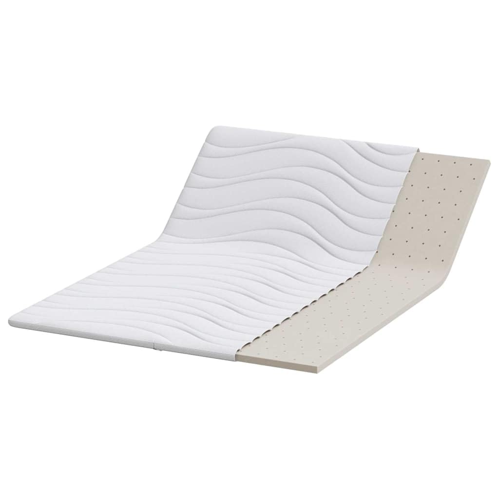 Cubrecolchón blanco tejido de punto 140 x 190 cm con relleno de espuma de látex, ergonómico, transpirable y suave, protector de colchón antideslizante para cama con somier, alivia la