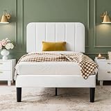 VECELO Cama tapizada 90 x 200 cm – Funda de Terciopelo, Color Blanco