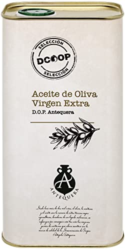 DCOOP Aceite de Oliva Virgen Extra - Denominación de Origen de Antequera, Variedad Hojiblanca, Perfecto para Ensaladas, Marinado de Carnes o Pescados Azules, Lata 1L, Pack de 12 Cover