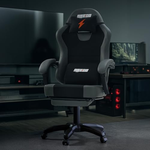 Drogo Aura Ergonomic Gaming Chair With Premium PU Leather Fabric, Linkage Armrest, Adjustable Neck & Lumbar Pillow | Computer Chair For Study | Office Chairs For Work From Home With Recline (DarkGrey)