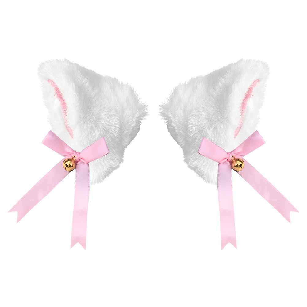 Cat Ears Hair Clips for Girls White Animal Ear Clip Accessories for Women