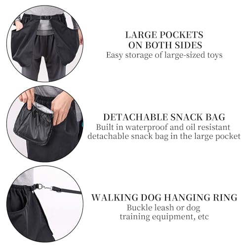 Dog Training Apron, Hundetraining Futterbeutel Taillenschürze, Leckerlibeutel für Hunde mit großen Taschen und Verstellbare Hüftgurt für Hundetrainer Futterbeutel Hundetraining Leckerli Tasche (L)