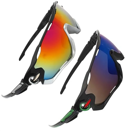 Oskal 2Pcs Running Glasses for Men – Ultra-Light & Non-Sleep Workout Glasses for Men – Sports Sunglasses Packs with Rainbow Design for Running, Cycling, Fishing, Motorcycle, and Outdoor Activities