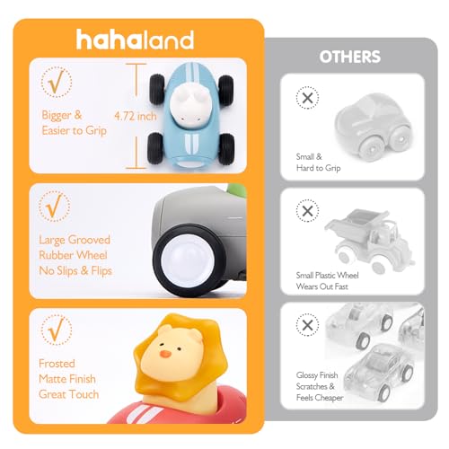 hahaland Baby Car Toys for 1 Year Old Boys, 3PCS Baby Push and Go Cars with Music and Light, Animal Racing Cars Sensory Toys,Pull Back Cars Toy Gifts for Toddlers 1 2 3 Boys Girls - Image 6