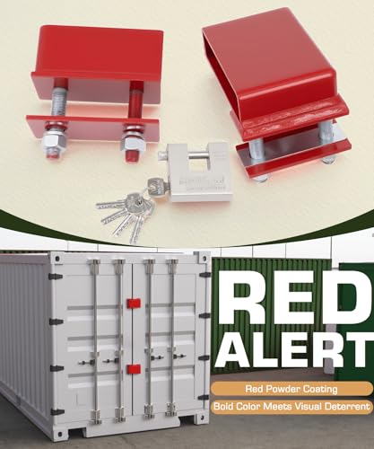 Autoholic Upgrate Shipping Container Lock Box Bolt On Heavy Duty Shipping Container Accessories with Padlock & 5 Keys Shipping Container Door Lock Cover Cargo Safety V2.0