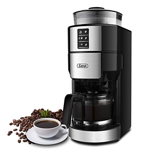 5-Cup Coffee Maker with grinder built in Coffee Burr Grinder, Five-stage Grinder Overheating Protection Drip Coffee Maker Single Serve Coffee Maker, 5-Cups, Black