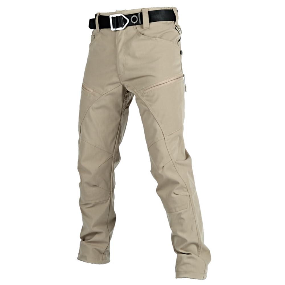 Pantalones Trekking Hombre Impermeable Pantalones de Trabajo Montaña Alpinismo Senderismo Táctico Pantalón Cargo Casuales con Multibolsillos(Sin cinturón)